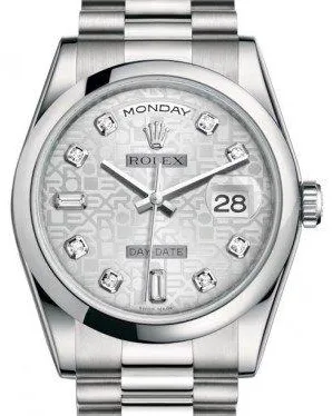 Rolex Day-Date 36 118206 36mm Platinum Silver