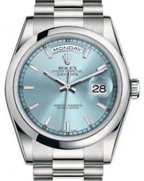 Rolex Day-Date 36 118206 36mm Platinum Blue