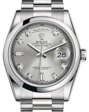 Rolex Day-Date 36 118206 36mm Platinum Silver