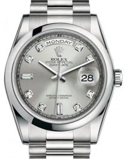 Rolex Day-Date 36 118206 Platinum Silver