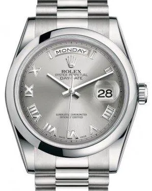 Rolex Day-Date 36 118206 36mm Platinum Gray