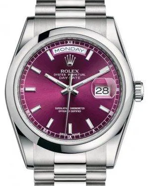 Rolex Day-Date 36 118206 36mm Platinum Cherry