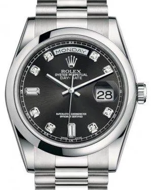 Rolex Day-Date 36 118206 36mm Platinum Black