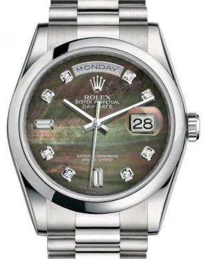 Rolex Day-Date 36 118206 36mm Platinum Black