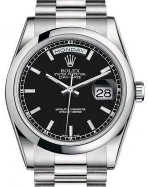 Rolex Day-Date 36 118206 36mm Platinum Black