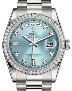 Rolex Day-Date 36 118346 36mm Platinum and Diamond Blue