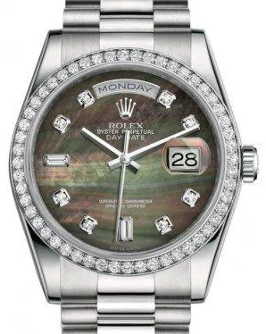 Rolex Day-Date 36 118346 36mm Platinum and Diamond Black