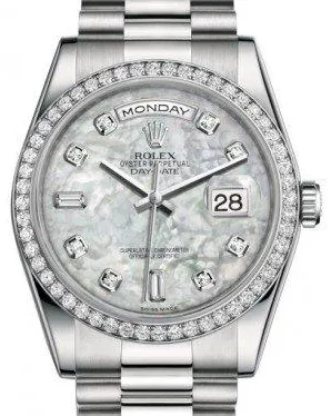 Rolex Day-Date 36 118346 36mm Platinum and Diamond White