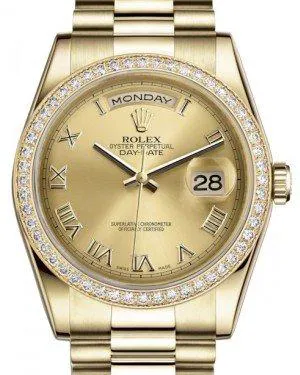 Rolex Day-Date 36 118348 36mm Yellow gold and Diamond Champagne