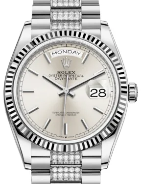 Rolex Day-Date 36 128239 36mm White gold and Diamond Silver