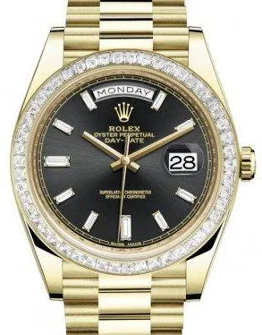 Rolex Day-Date 228398TBR-BLKDP 40mm Yellow gold and Diamond Black