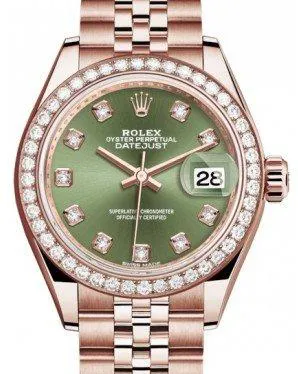 Rolex Lady-Datejust 279135RBR 28mm Rose gold and Diamond Green