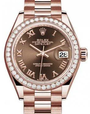 Rolex Lady-Datejust 279135RBR 28mm Rose gold and Diamond Brown