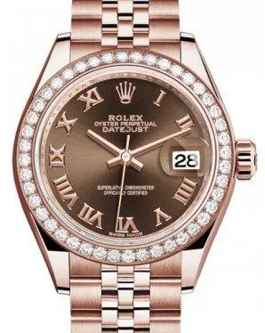 Rolex Lady-Datejust 279135RBR 28mm Rose gold and Diamond Brown