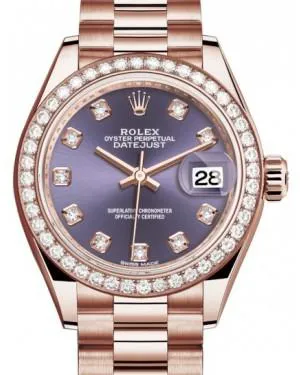 Rolex Lady-Datejust 279135RBR 28mm Rose gold and Diamond Purple