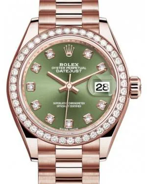 Rolex Lady-Datejust 279135RBR 28mm Rose gold and Diamond Green