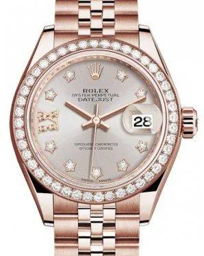 Rolex Lady-Datejust 279135RBR 28mm Rose gold and Diamond Silver