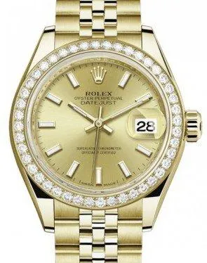 Rolex Lady-Datejust 279138RBR 28mm Yellow gold and Diamond Champagne