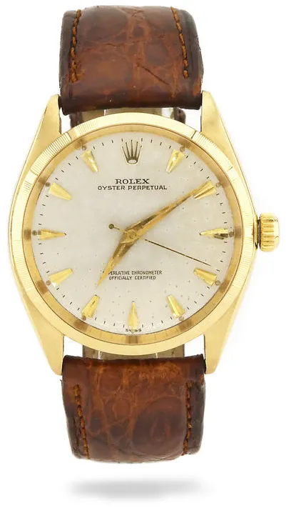 Rolex Oyster Perpetual 34mm Yellow gold Silver