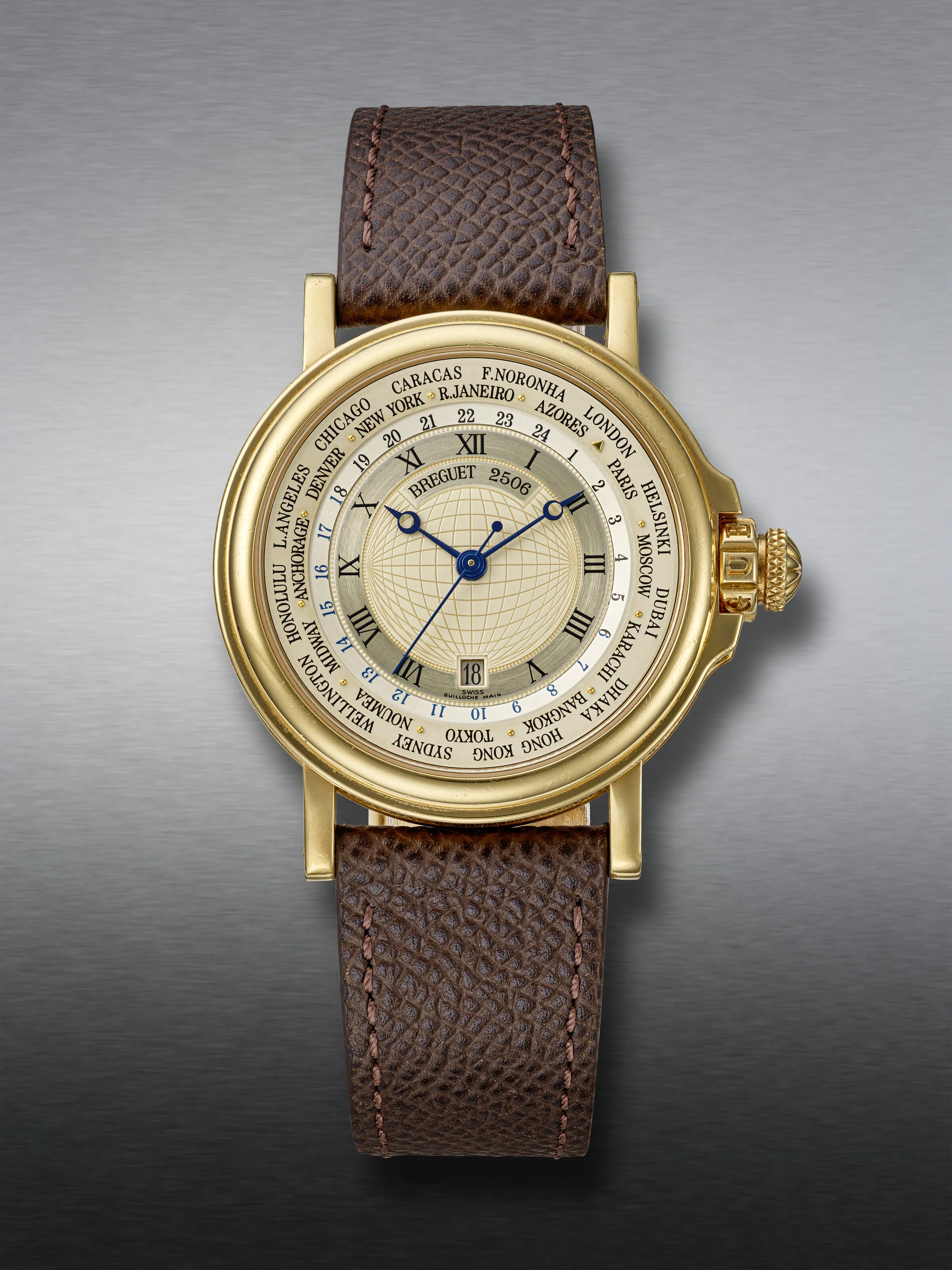 Breguet Hora Mundi 3700 38mm Yellow gold Silver