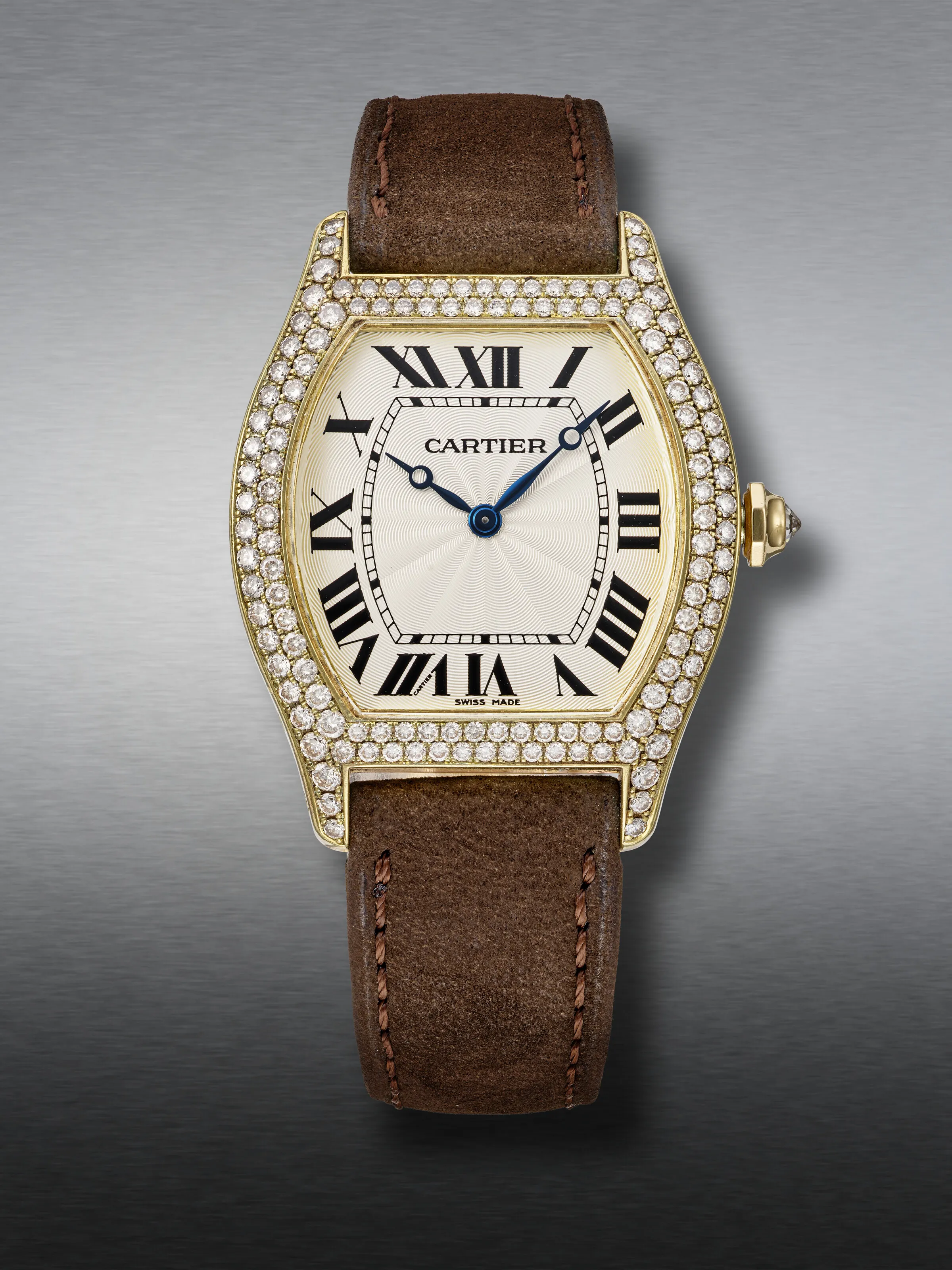 Cartier Tortue 2496 33mm Yellow gold and Diamond Silver