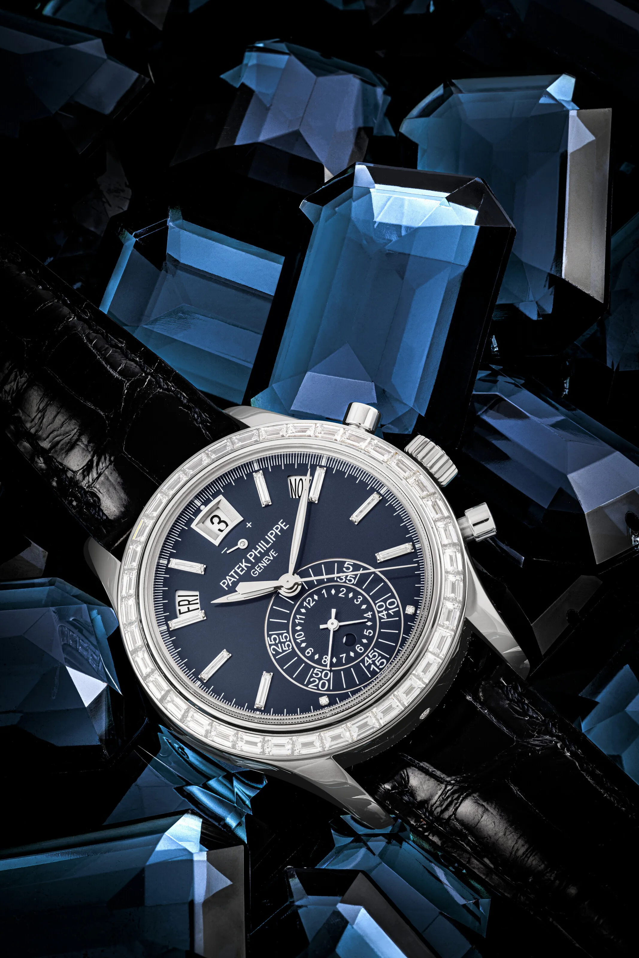 Patek Philippe Annual Calendar Chronograph 5961P-001 40mm Platinum and Diamond Blue