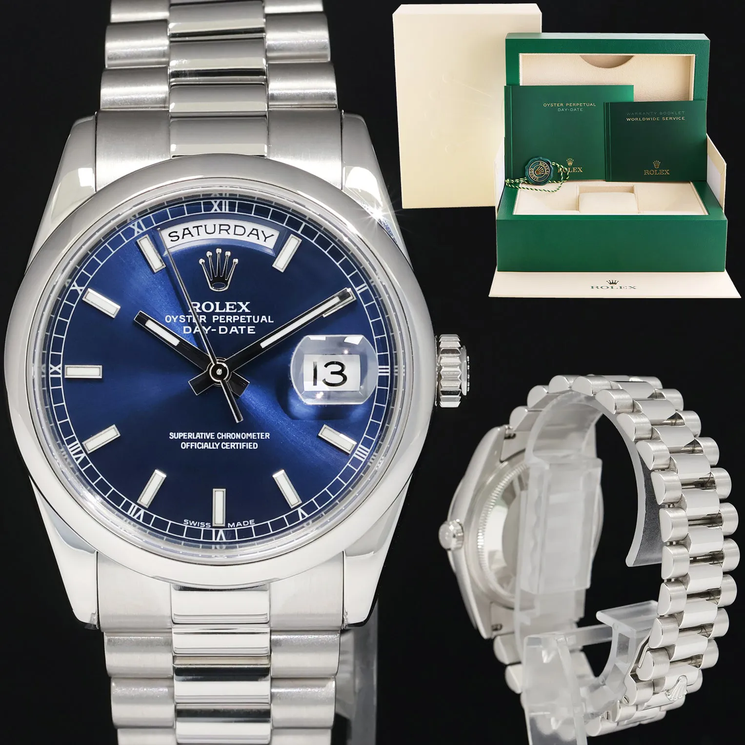 Rolex Day-Date "President" 118206 36mm Platinum Blue