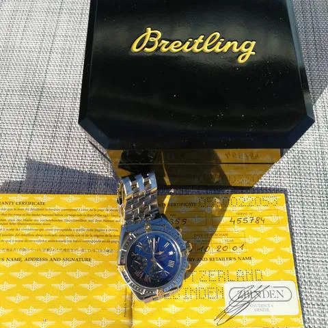 Breitling Cross Wind Chronograph B13355 43mm Yellow gold and Stainless steel Blue