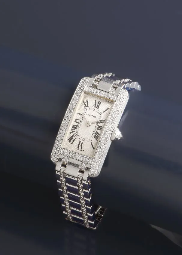 Cartier American Tank 2489 19mm White gold and diamonds Silver