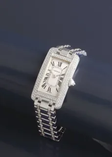 Cartier American Tank 2489 White gold and Diamond Silver