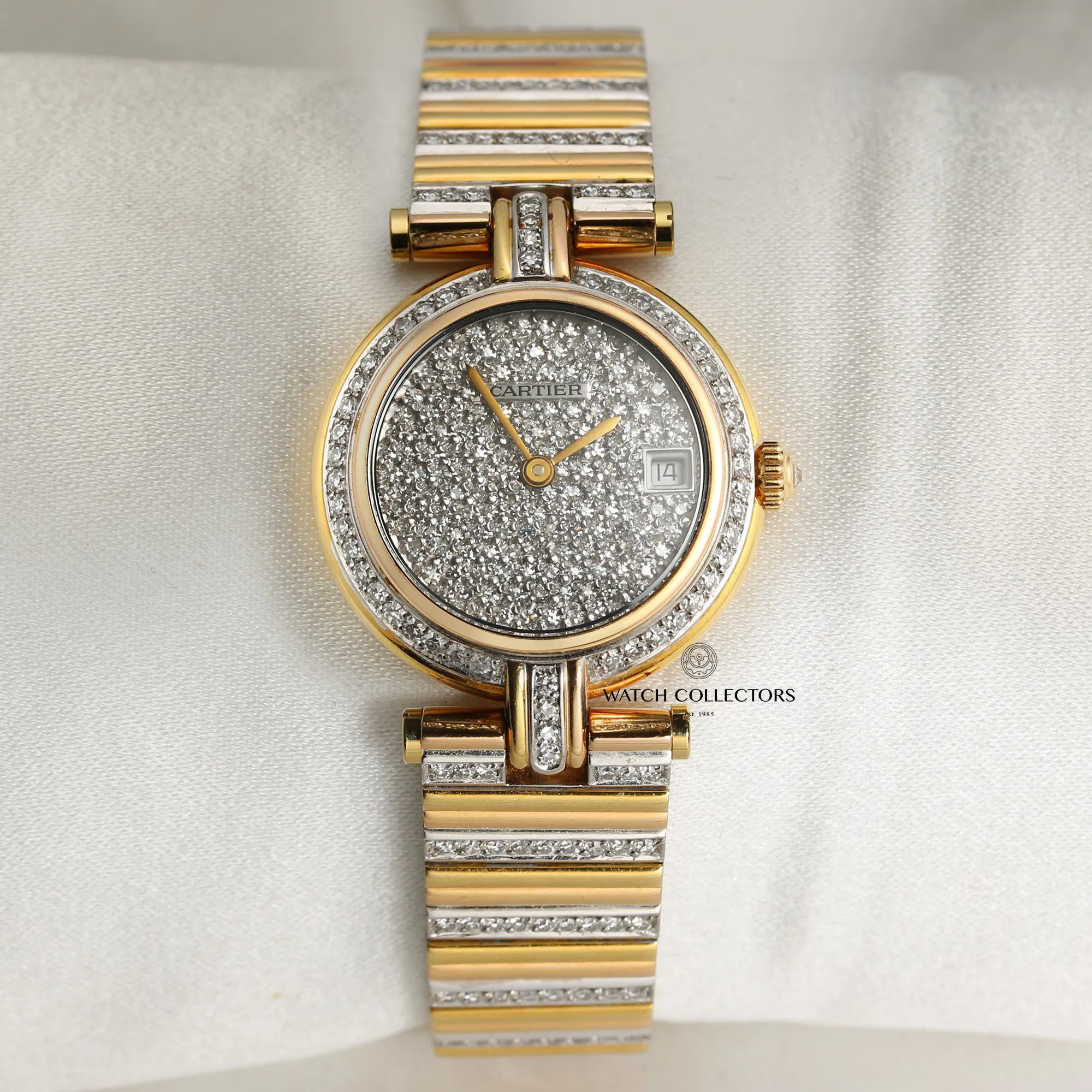 Cartier Colisee 28.5mm 18k white & yellow gold Pave