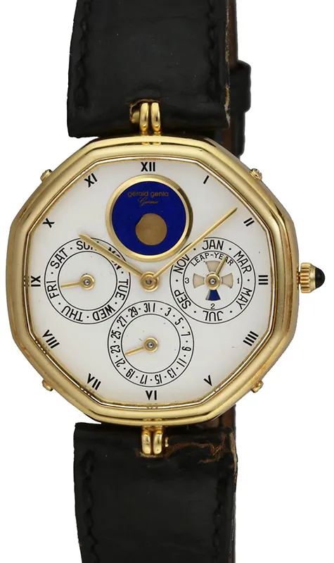 Gérald Genta Perpetual Calendar 2840.4 33mm Yellow gold and 18k yellow gold original white