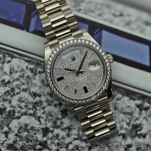 Rolex Day-Date 228349RBR-0036 40mm 18k white gold Paved