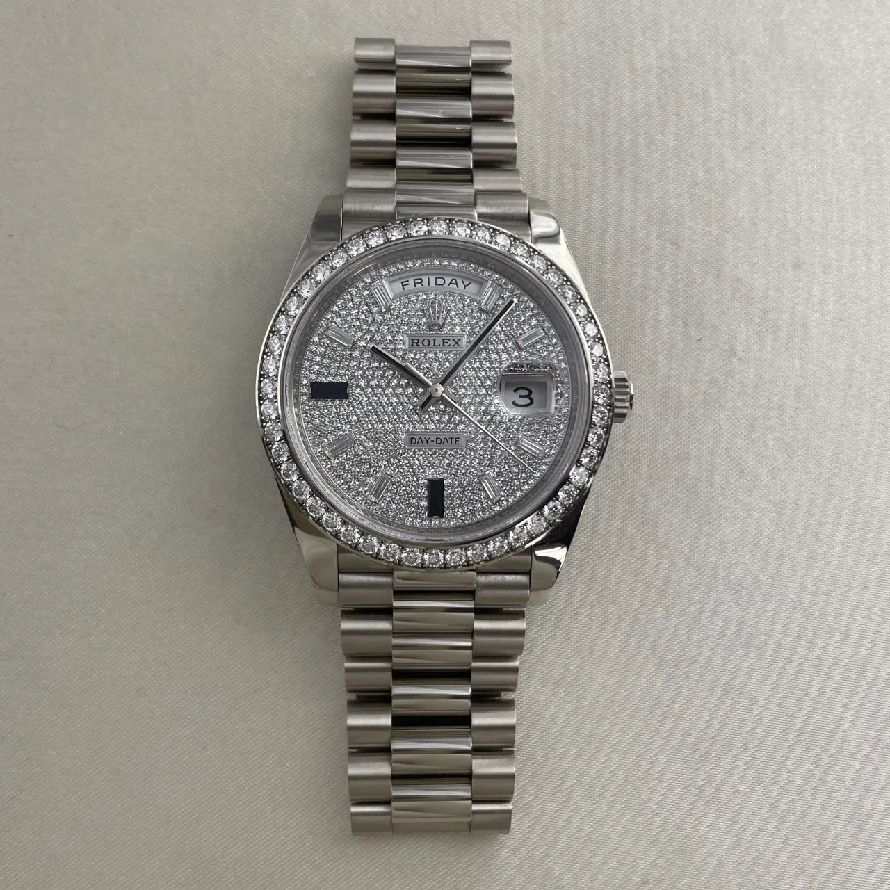 Rolex Day-Date 228349RBR-0036 40mm 18k white gold Paved