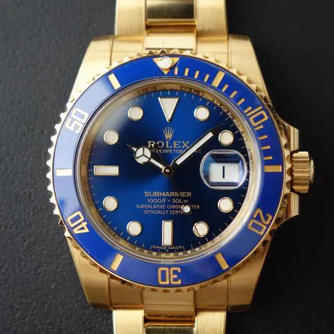 Rolex Submariner Date 116618LB 40mm Yellow gold Blue