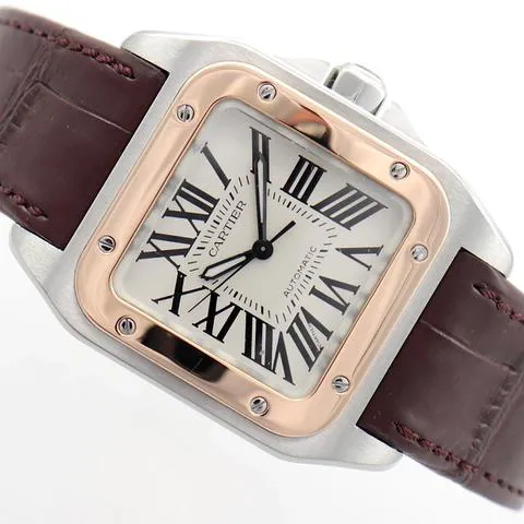 Cartier Santos 100 2878 33mm Yellow gold and Stainless steel White