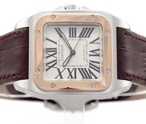 Cartier Santos 100 2878 33mm Yellow gold and Stainless steel White 2