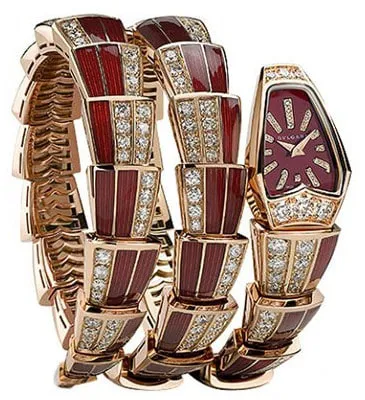 BVLGARI Serpenti 26mm Rose gold and diamond-set Red