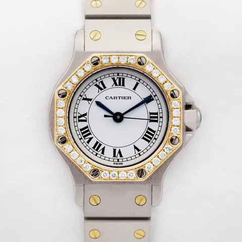 Cartier Santos 0907 25mm Yellow gold and Stainless steel White