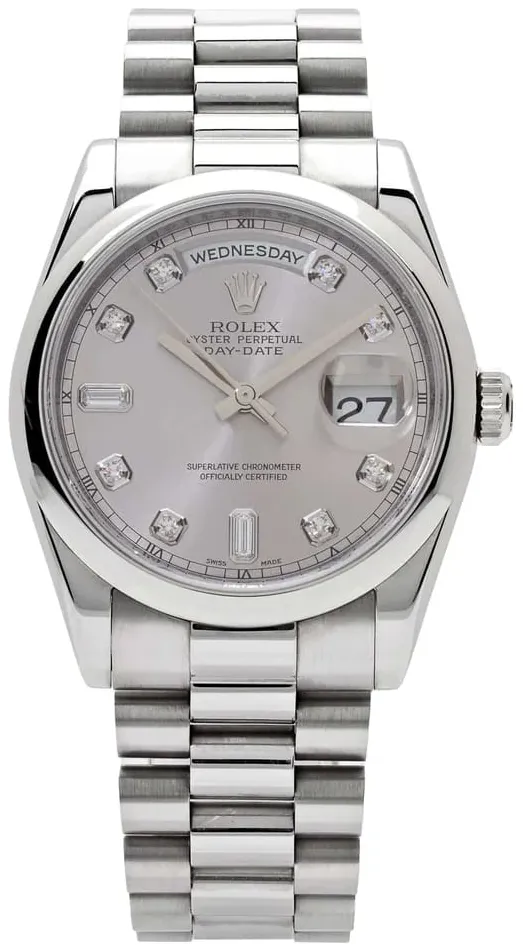 Rolex Day-Date 36 118206 36mm Platinum Silver