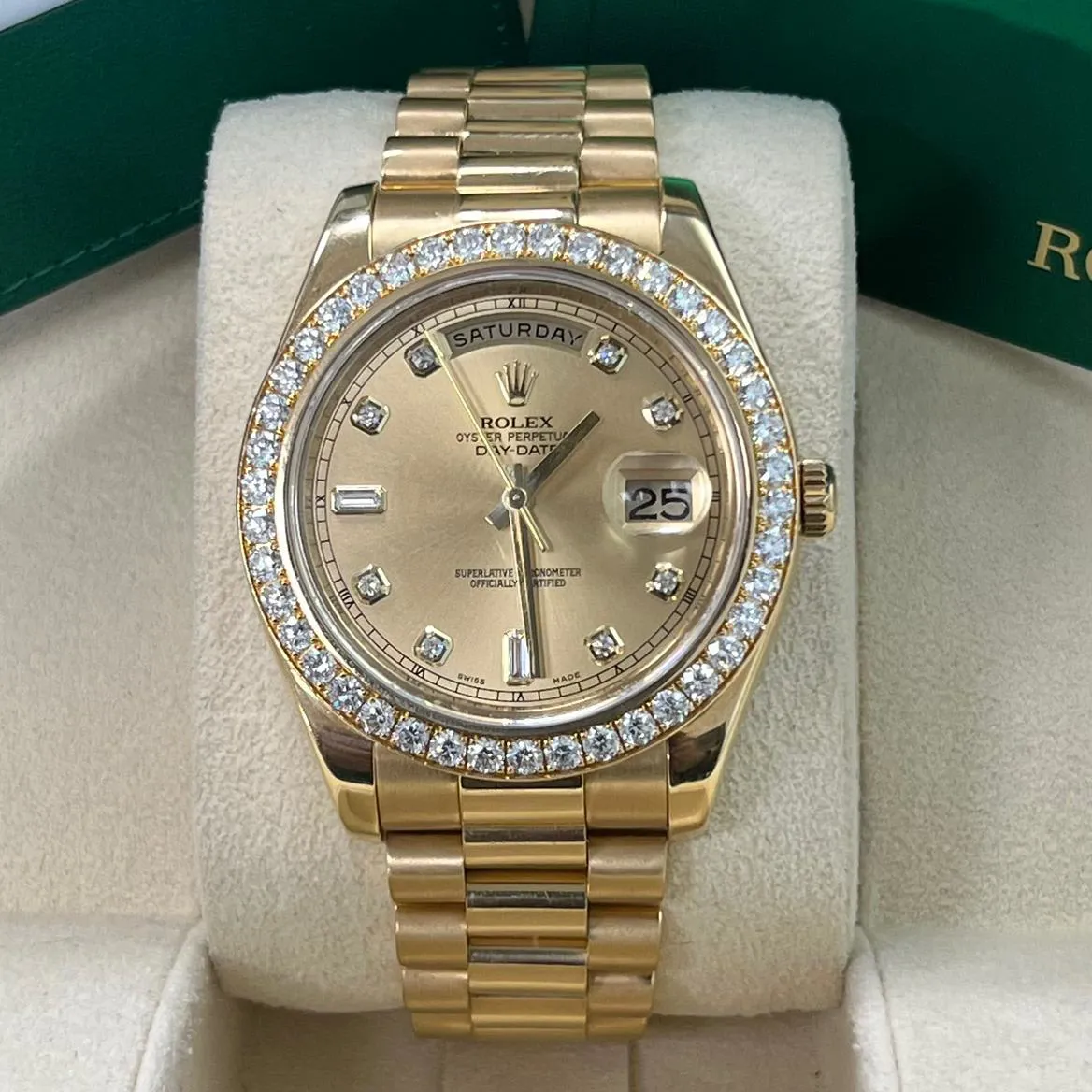 Rolex Day-Date II 218348 41mm Yellow gold Champagne