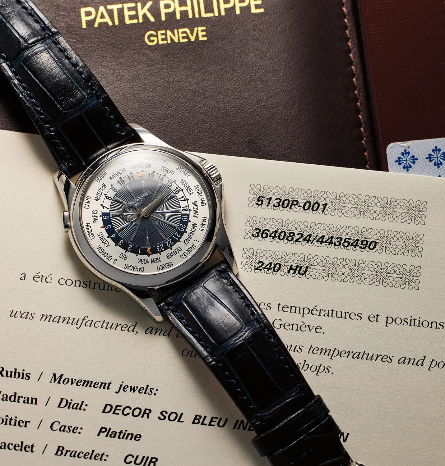 Patek Philippe World Time 5130P-001 39.5mm Platinum Guilloché 1