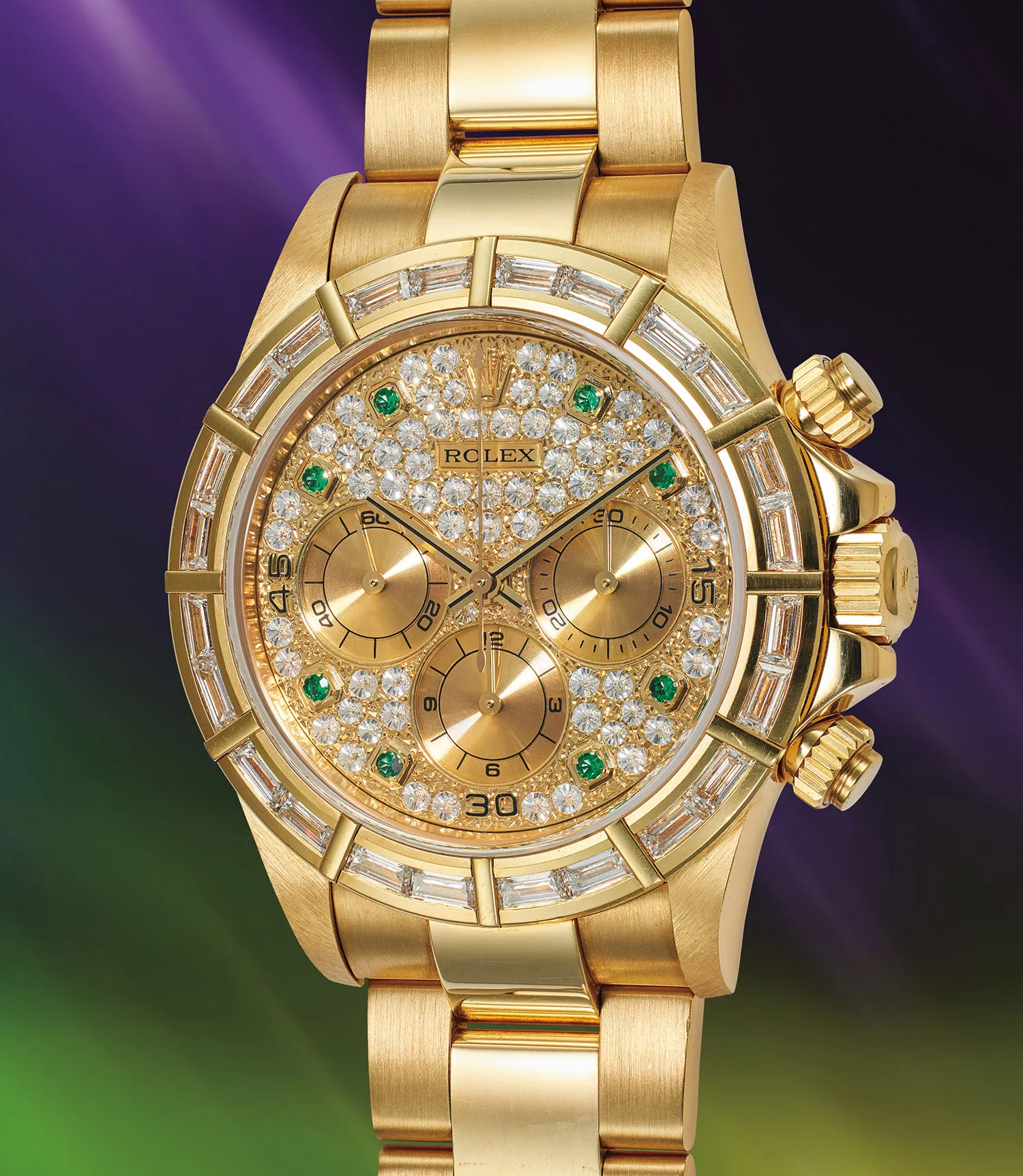 Rolex Daytona 16568 39mm yellow gold, emeralds and diamonds Diamond