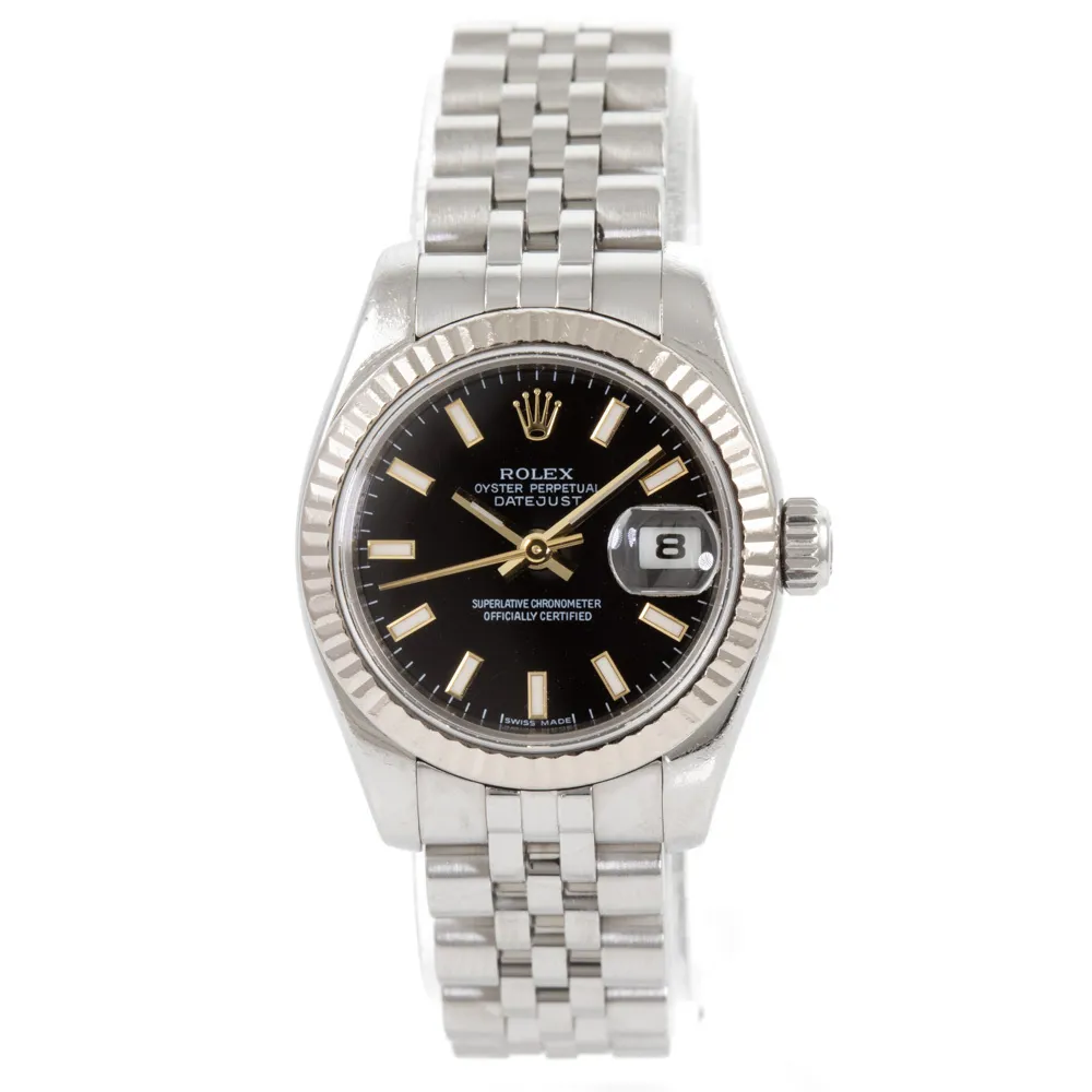 Rolex Lady-Datejust 179174 26mm Stainless steel and 18ct white gold Black