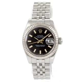 Rolex Lady-Datejust 179174 Stainless steel and 18k white gold Black