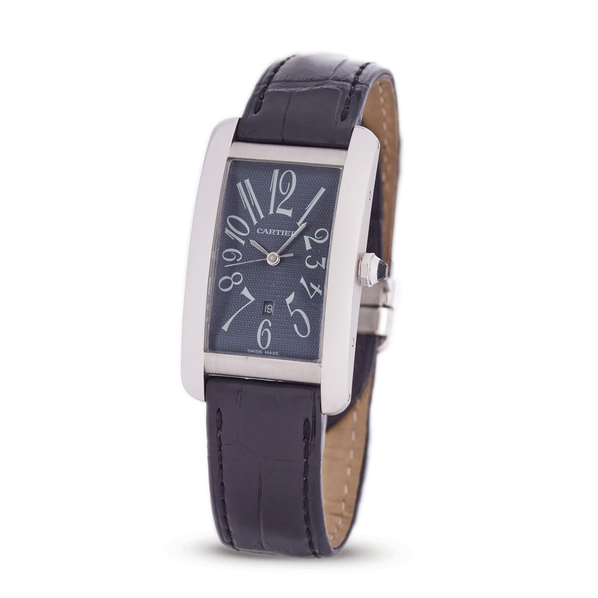 Cartier American Tank 1741 26.5mm White gold Grey patterned