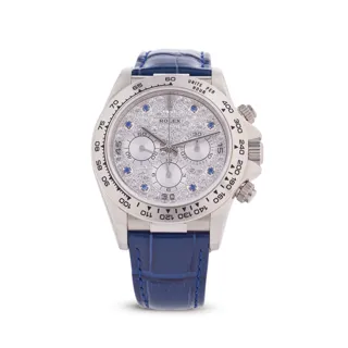 Rolex Daytona 16519 White gold Pave Diamond set and sapphire