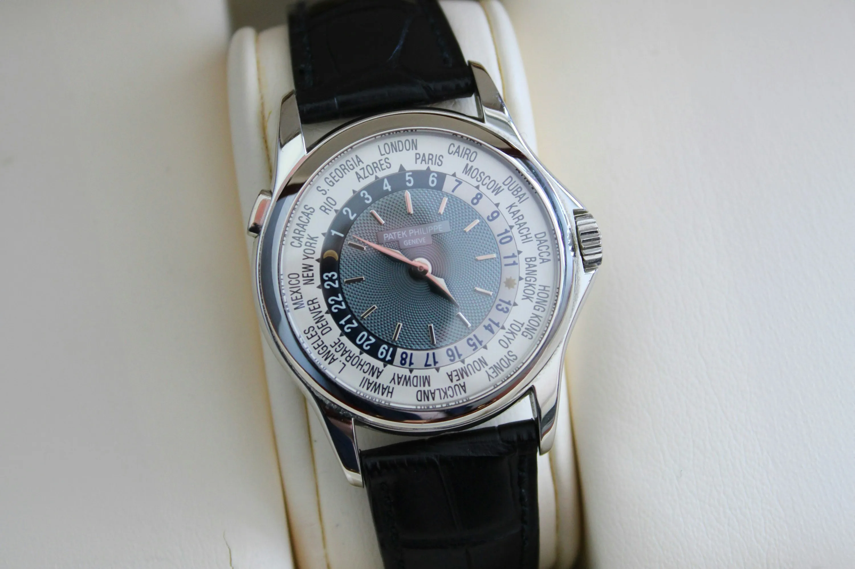 Patek Philippe World Time 5110P 37mm Platinum Blue 13