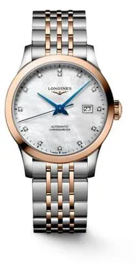 Longines Record L23215877 30mm Stainless steel White Mother of Pearl