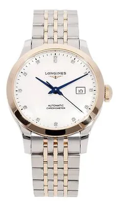 Longines Record L23215877 30mm Stainless steel White Mother of Pearl